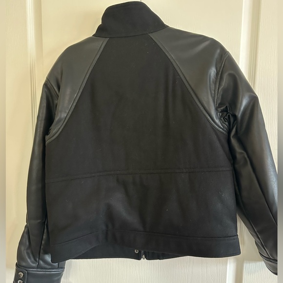 NWT DKNY Black Leather Like Varsity Jacket. Size XS - Picture 5 of 6